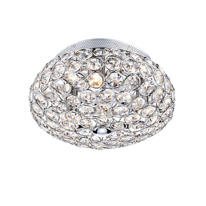 Dar Lighting Frost 3 Light Flush Crystal Polished Chrome • FRO5350