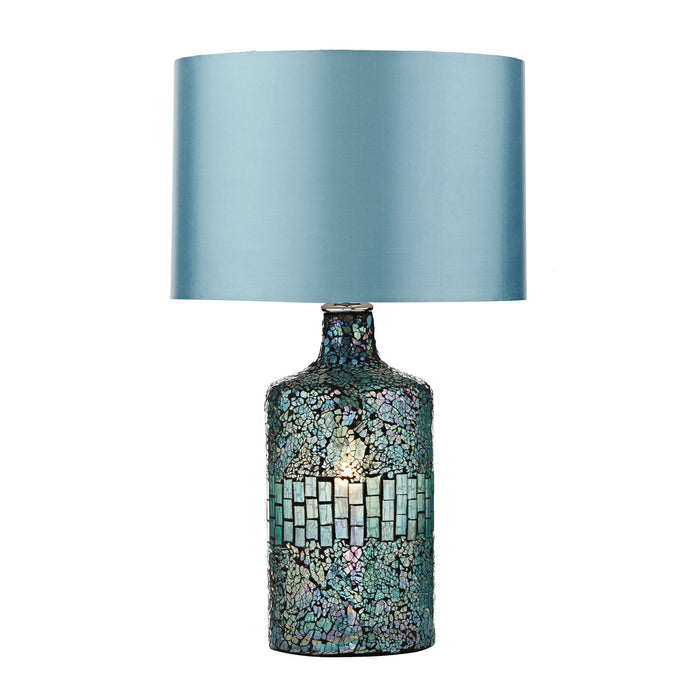 Dar Lighting Guru Table Lamp Blue Mosaic Dual Source With Shade • GUR4223