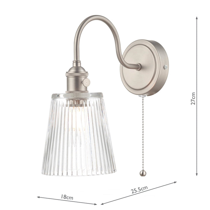 Dar Lighting Hadano Wall Light Antique Chrome With Clear Ribbed Glass Shade • HAD0761-05