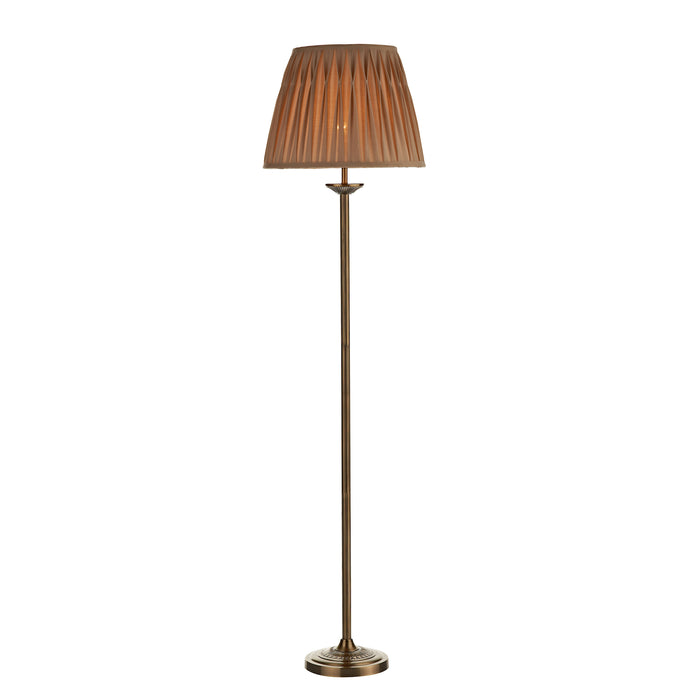 Dar Lighting Hatton Floor Lamp Antique Brass With Shade • HAT4975