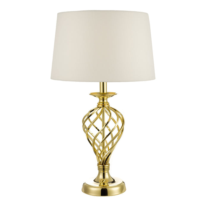 Dar Lighting Iffley Touch Table Lamp Gold Cage Twist Base With Shade - Large • IFF4335