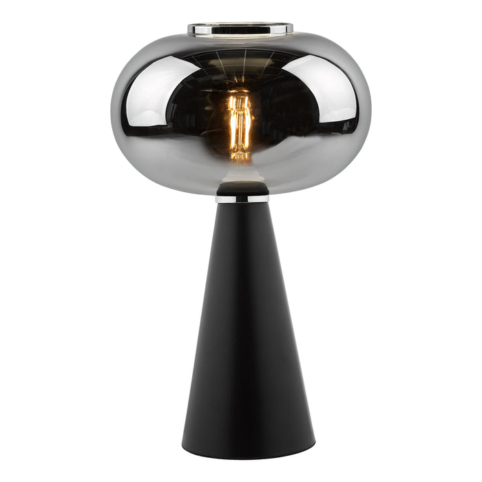 Dar Lighting Jensen Table Lamp Smoked Glass Satin Black • JEN4222