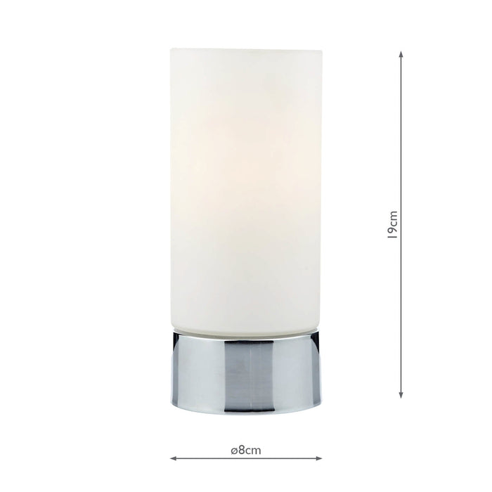 Dar Lighting Jot Touch Table Lamp Polished Chrome Opal Glass • JOT4050