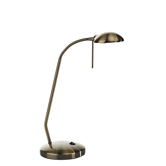 Dar Lighting Journal Task Table Lamp Antique Brass • JOU4075