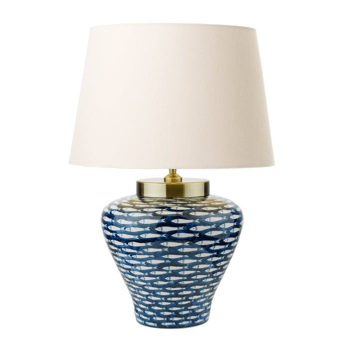 Dar Lighting Joy Table Lamp Blue/White Fish Motif Base Only • JOY4223