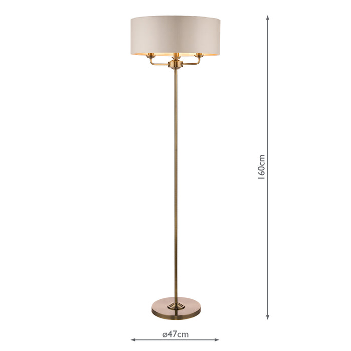 Laura Ashley Sorrento 3lt Floor Lamp Antique Brass With Ivory Shade • LA3622148-Q