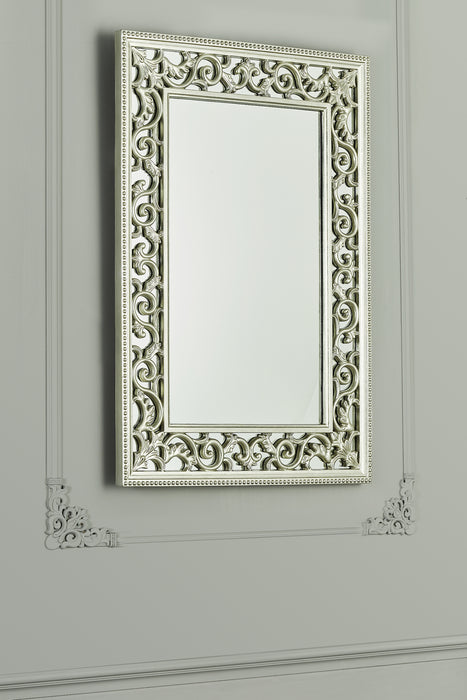 Laura Ashley Rococo Rectangle Mirror Ornate Frame Detailing In Champagne 110 x 80cm • LA3637699-Q