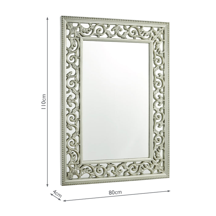 Laura Ashley Rococo Rectangle Mirror Ornate Frame Detailing In Champagne 110 x 80cm • LA3637699-Q