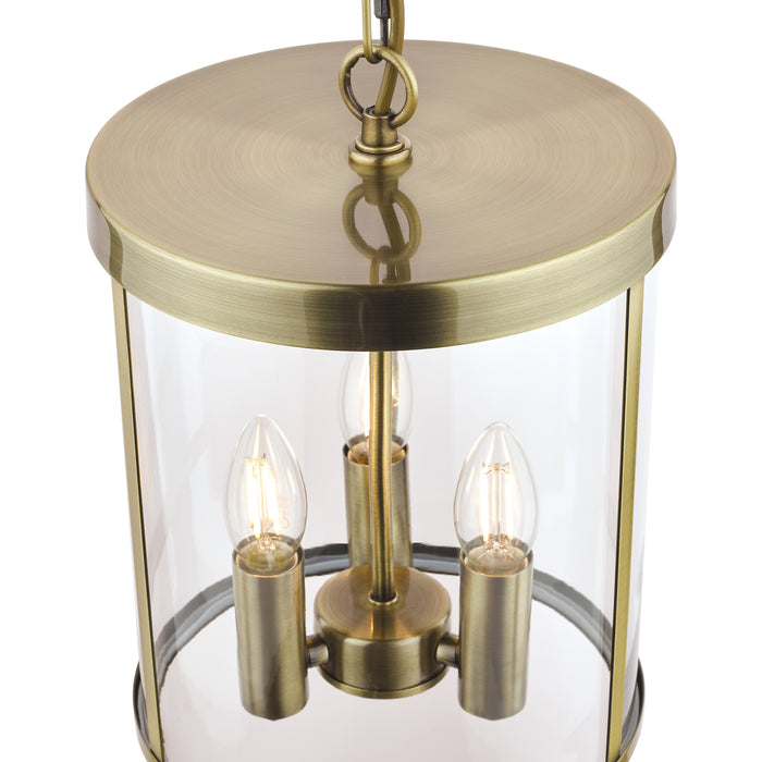 Laura Ashley Selbourne 3lt Lantern Antique Brass Glass • LA3675409-Q