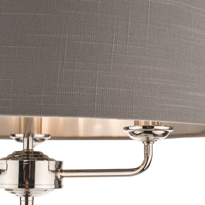 Laura Ashley Sorrento 3lt floor Lamp Polished Nickel With Charcoal Shade • LA3688866-Q