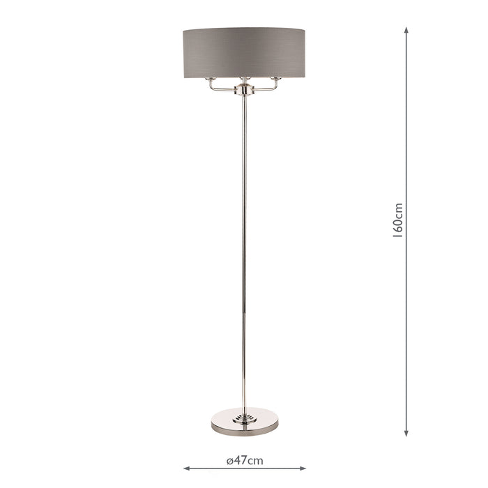 Laura Ashley Sorrento 3lt floor Lamp Polished Nickel With Charcoal Shade • LA3688866-Q