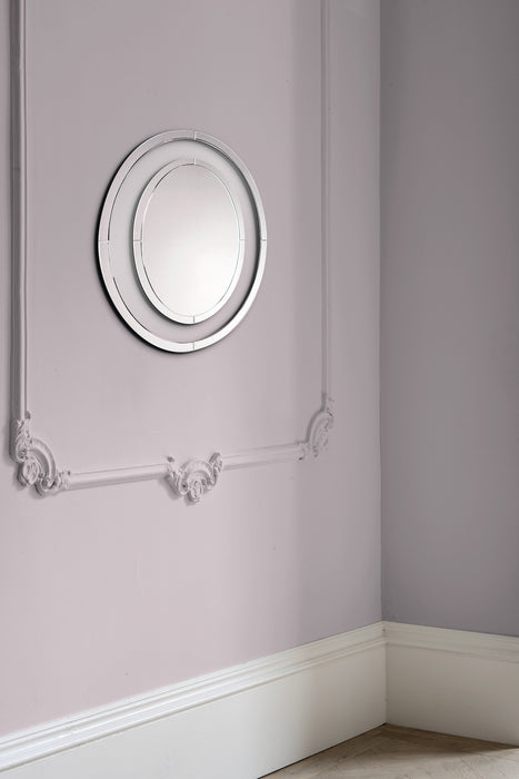 Laura Ashley Evie Small Round Mirror Clear Frame 60cm • LA3691921-Q