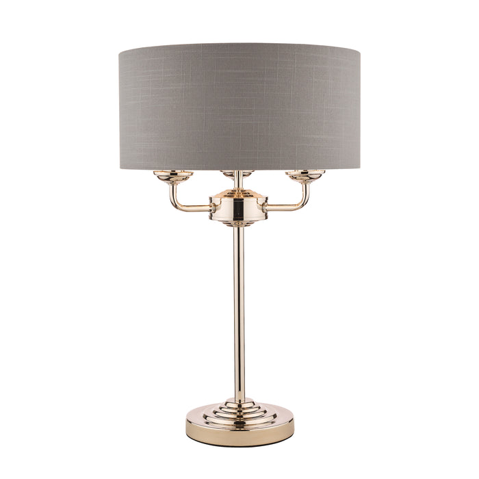 Laura Ashley Sorrento 3lt Table Lamp Polished Nickel With Charcoal Shade • LA3702786-Q