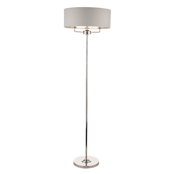 Laura Ashley Sorrento 3lt floor Lamp Polished Nickel With Silver Shade • LA3718280-Q