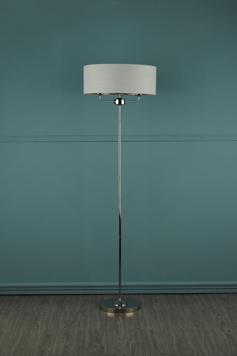 Laura Ashley Sorrento 3lt floor Lamp Polished Nickel With Silver Shade • LA3718280-Q