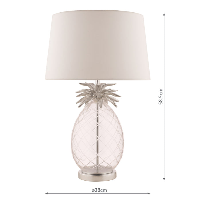 Laura Ashley Pineapple Table Lamp Clear Cut Glass & Polished Chrome With Shade • LA3734611-Q