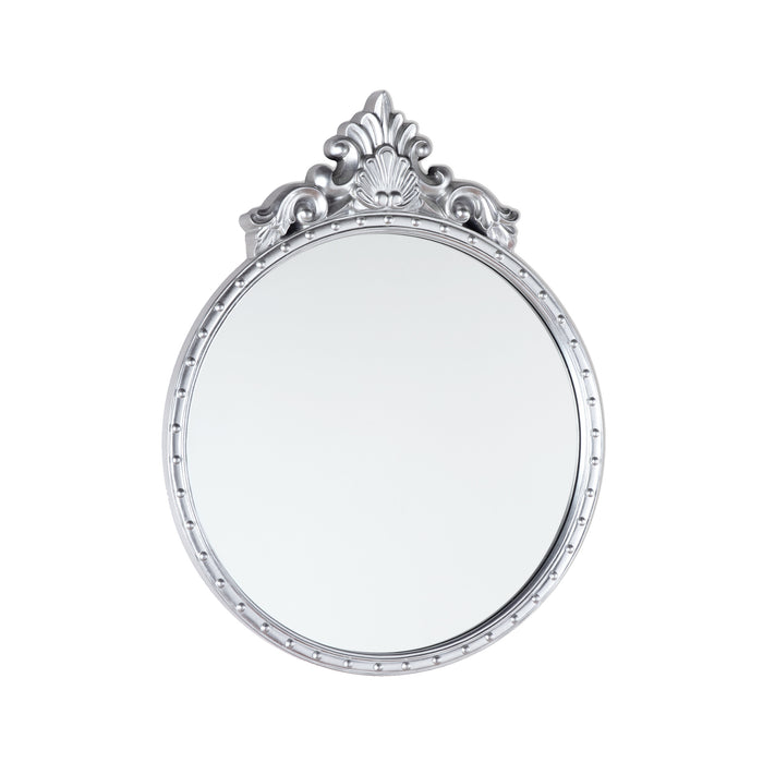 Laura Ashley Overton Ornate Round Mirror Silver Frame 73 x 58cm • LA3735683-Q