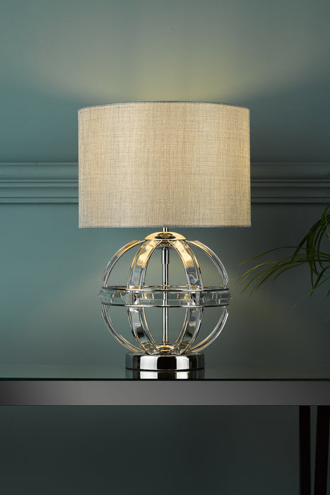 Laura Ashley Aidan Glass & Polished Chrome Globe Table Lamp with Shade • LA3742828-Q
