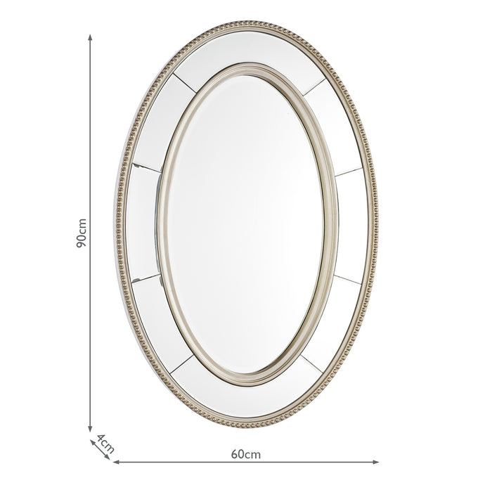 Laura Ashley Nolton Oval Mirror Distressed Glass 90 x 60cm • LA3756038-Q