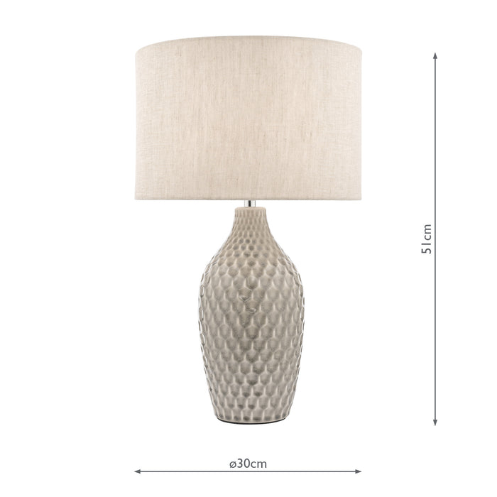 Laura Ashley Heathfield Ceramic Table Lamp Gloss Grey With Shade • LA3756083-Q