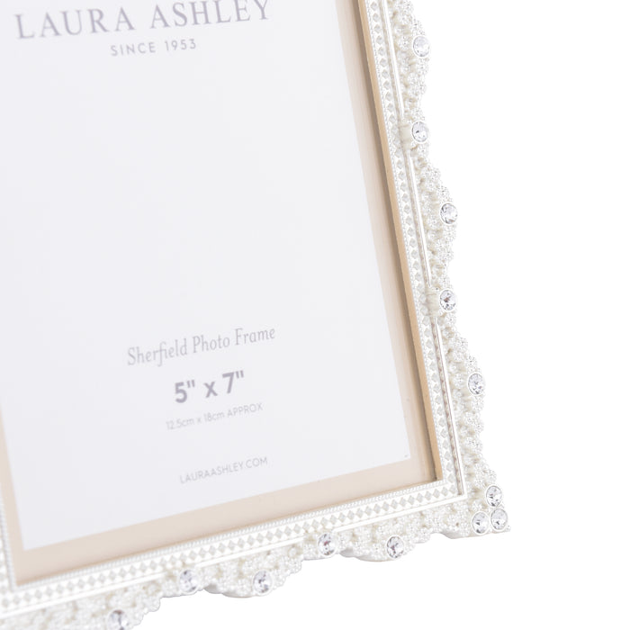 Laura Ashley Sherfield Photo Frame Polished Silver 5x7 Inch • LA3756173-Q
