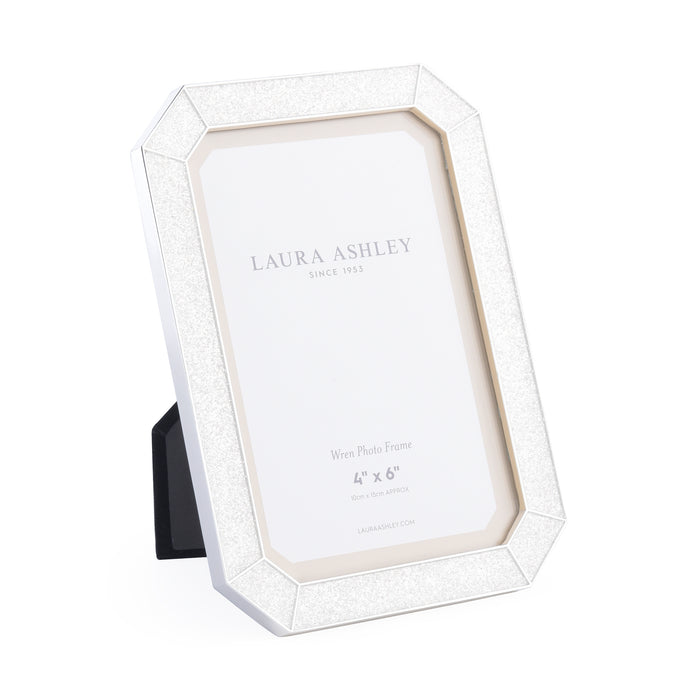 Laura Ashley Wren Photo Frame Polished Silver Glitter 4x6 Inch • LA3756176-Q