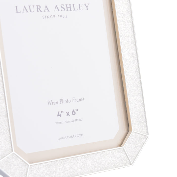 Laura Ashley Wren Photo Frame Polished Silver Glitter 4x6 Inch • LA3756176-Q