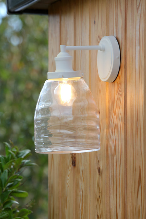 Laura Ashley Ainsworth Outdoor Wall Light Matt Cream Glass IP44 • LA3756190-Q
