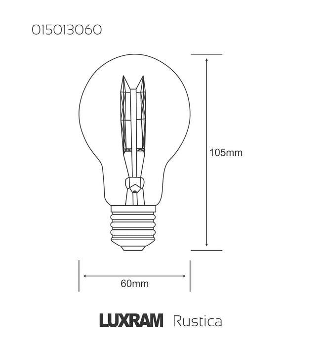 Luxram Rustica GLS/H E27 Tinted 60W  • 015013060