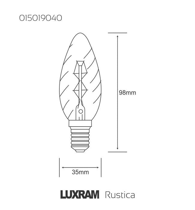 Luxram Rustica Candle Twisted/S E14 Clear 40W  • 015019040