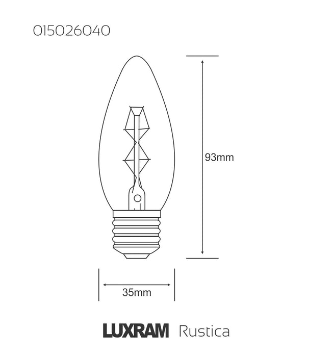 Luxram Rustica Candle/S E27 Tinted 40W  • 015026040