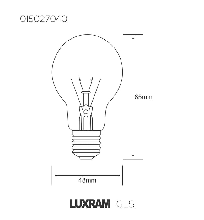 Luxram  A48 Duo-Pack GLS E27 Clear 40W Incandescent/T  • 015027040