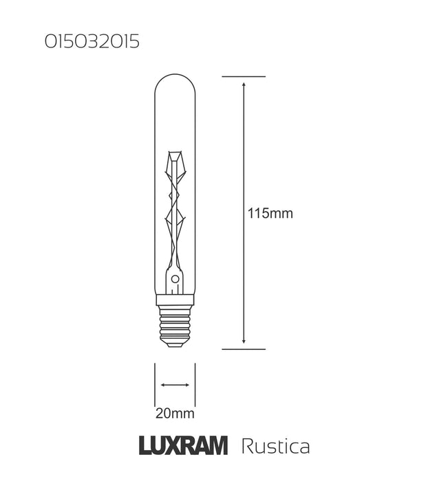 Luxram Rustica Slim-Tubular Short/S E14 Clear 15W  • 015032015