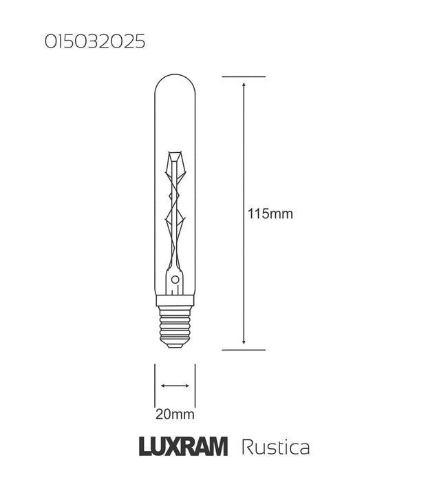 Luxram Rustica Slim-Tubular Short/S E14 Clear 25W  • 015032025