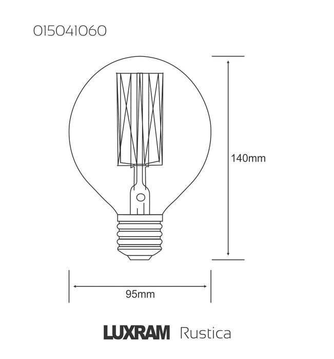 Luxram Rustica 95mm Globe E27 Clear 60W  • 015041060