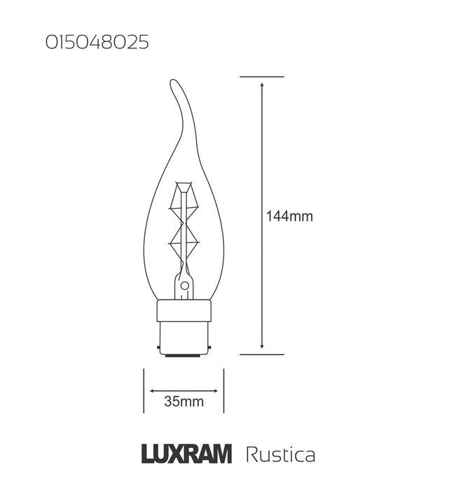 Luxram Rustica Candle Tips/S B22 Clear 25W  • 015048025