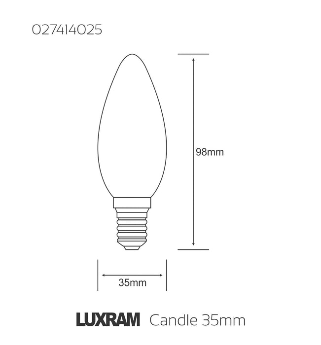 Luxram  Candle 35mm E14 Opal 25W Incandescent/T • 027414025