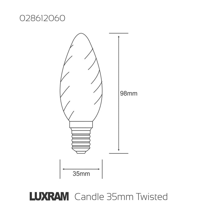 Luxram  Candle 35mm Twisted E14 Frosted 60W Incandescent/T  • 028612060