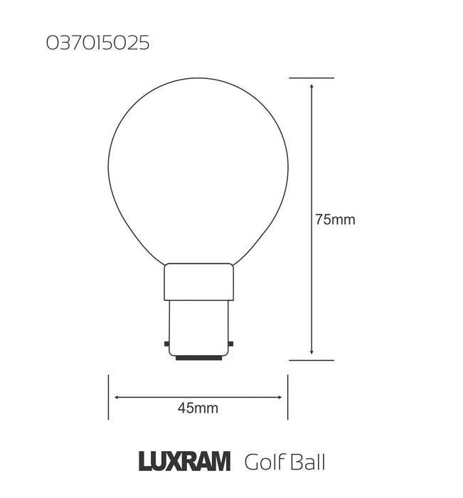 Luxram  Golf Ball B15D Opal 25W Incandescent/T  • 037015025