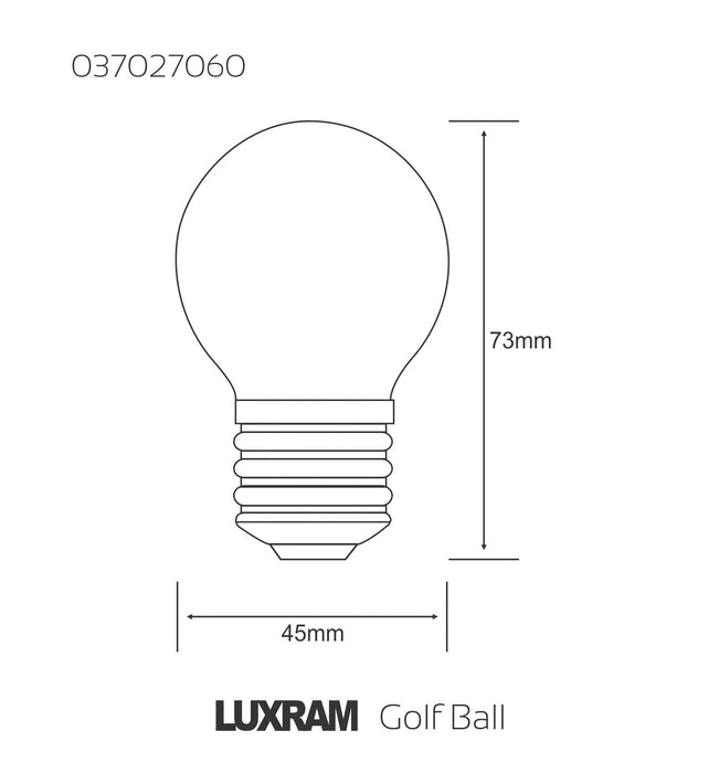 Luxram  Golf Ball E27 Opal 60W Incandescent/T  • 037027060