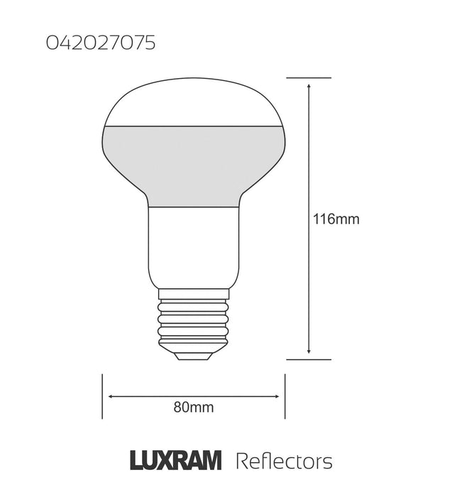 Luxram  R80 80° E27 Frosted 75W Reflector  • 042027075