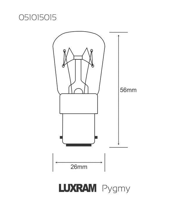 Luxram  Pygmy B15D Clear 15W  • 051015015