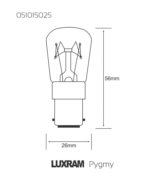 Luxram  Pygmy B15D Clear 25W  • 051015025