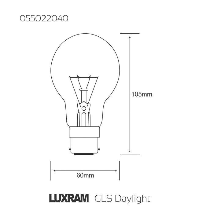 Luxram  Standard GLS Daylight B22 40W Incandescent/T  • 055022040