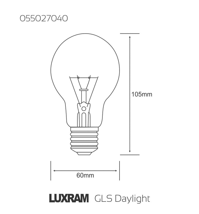 Luxram  Standard GLS Daylight E27 40W Incandescent/T  • 055027040