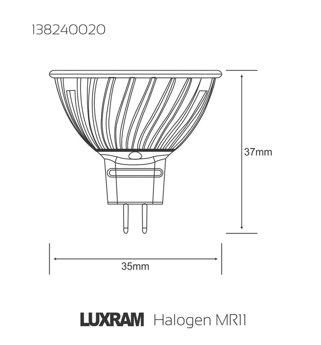 Luxram  MR11 Halogen GU4  Dichroic 20W 30°  • 138240020