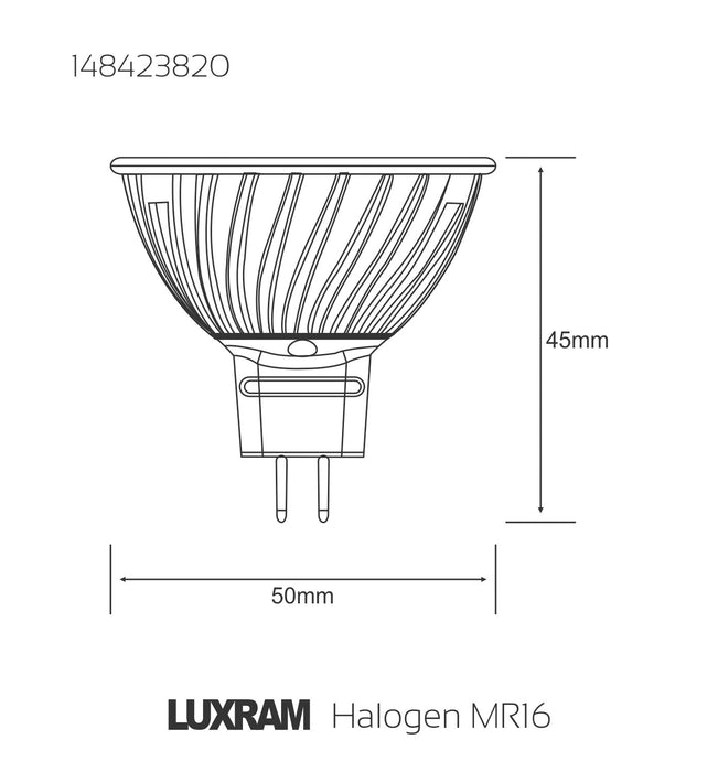 Luxram  MR16 Halogen Dichroic GU5.3 Cool White 20W 38°  • 148423820