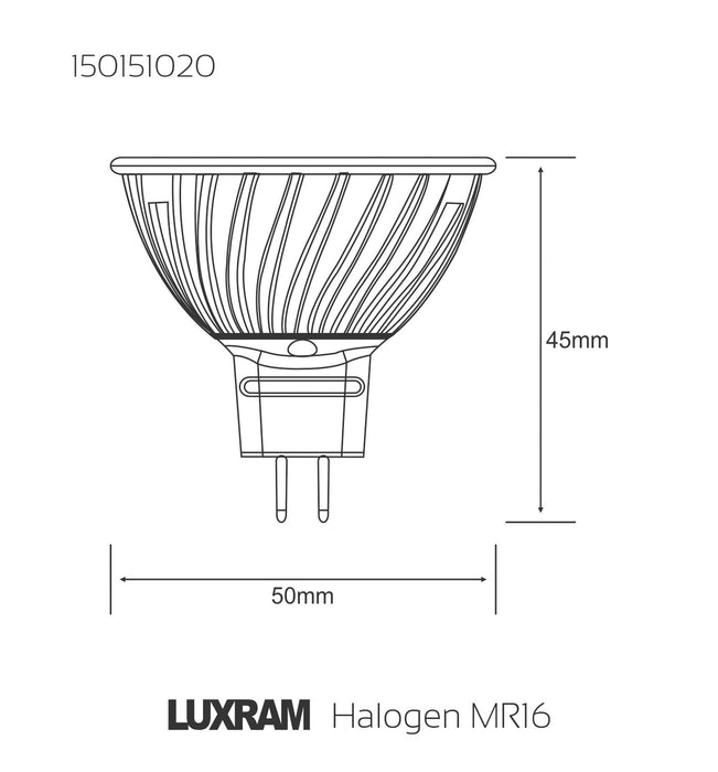 Luxram  MR16 Halogen Supreme GU5.3 Aluminium 20W 12V 38°  • 150151020