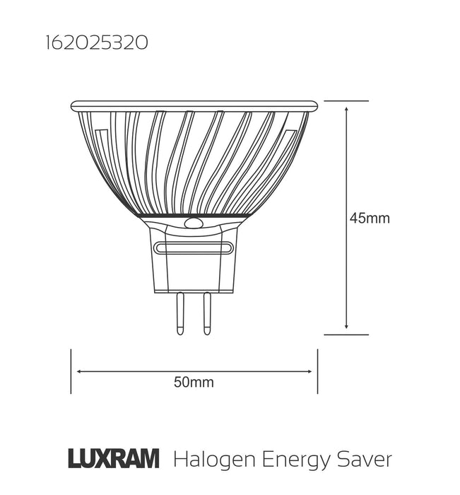 Luxram  Halogen Energy Saver MR16 Dichroic Gu5.3 20W 38°  • 162025320