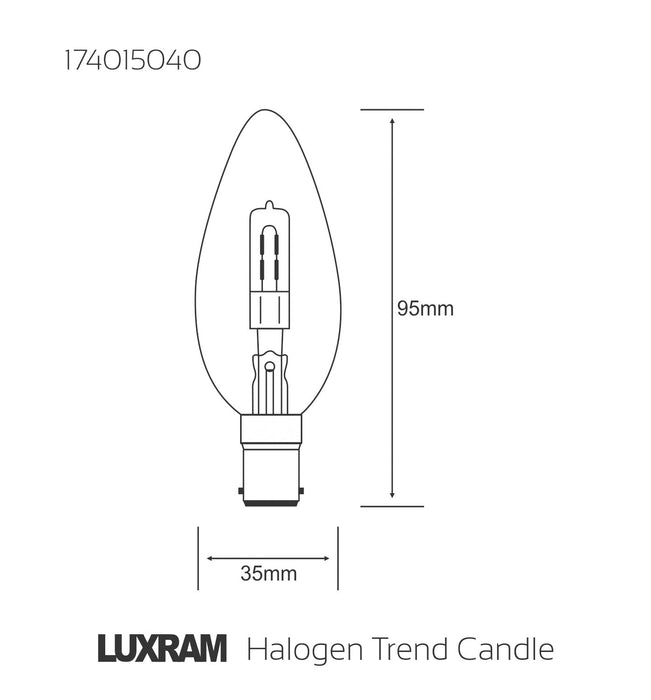 Luxram  Halogen Trend Candle B15 Clear 40W  • 174015040